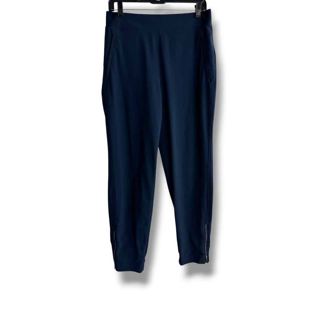 Athleta Jogger Pants Womens‎ 6 Navy Blue Excellent Ankle Zip Tapered Stretch